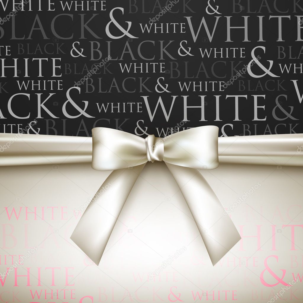 White bow on black and white background