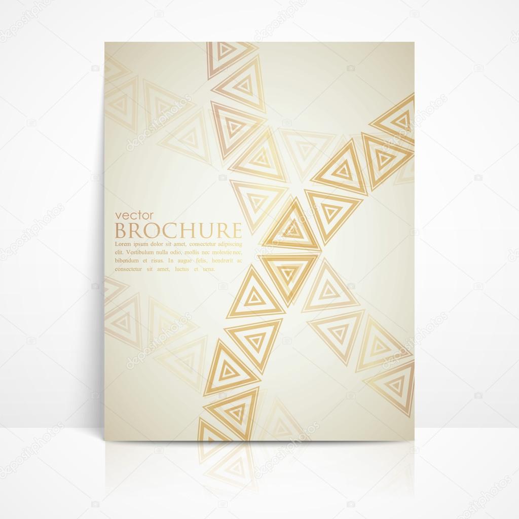 Background with golden triangles. brochure template