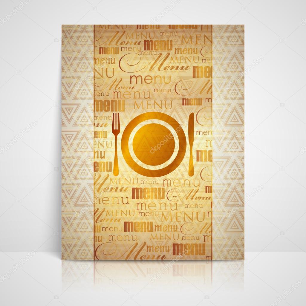 Restaurant menu design with plate, fork and knife