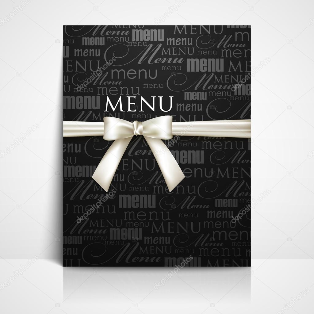 Restaurant menu design with white bow and ribbon