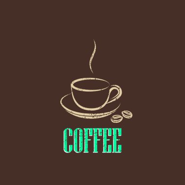 kahve fincanı ile Vintage illüstrasyon