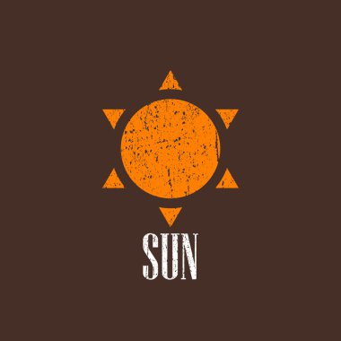 güneş simgesi olan Vintage illüstrasyon