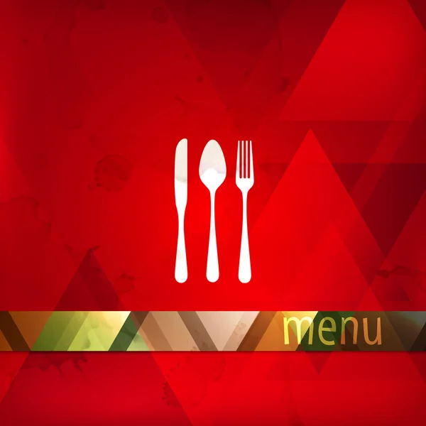 Menu restaurant design avec cuillère, fourchette et couteau — Image vectorielle