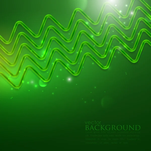 Fondo brillante abstracto con zigzags verdes — Vector de stock