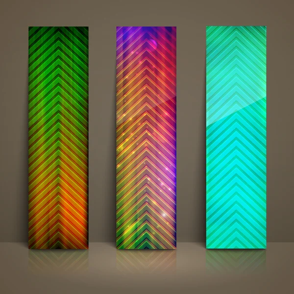 Ensemble de bannières rayées multicolores — Image vectorielle