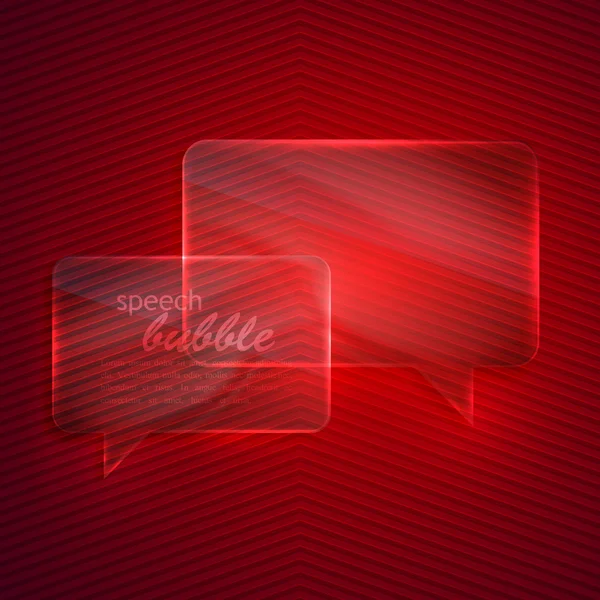 Fondo rojo abstracto con burbujas de vidrio de habla transparente — Vector de stock