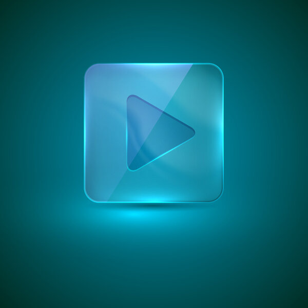 Glass icon with a play