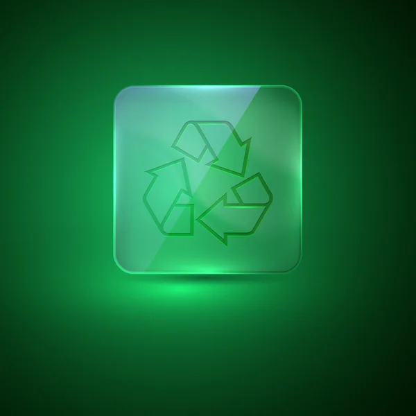 Glas-Symbol mit Recycling-Symbol — Stockvektor