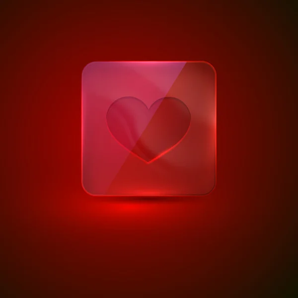 Icône en verre avec un cœur — Image vectorielle
