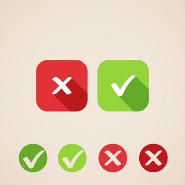 Vector check mark icons. flat icons for web and mobile applications clipart