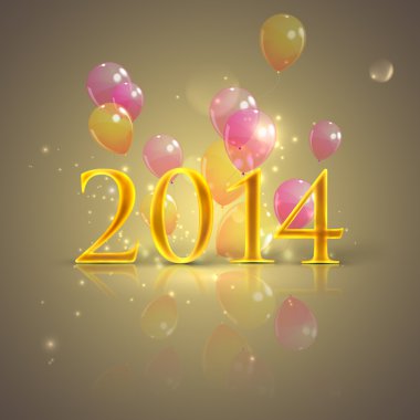 Yeni 2014 yılınız kutlu olsun. uçan balonlar ile tatil arka plan