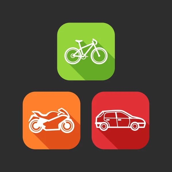 Flat icons for web and mobile applications with private transport — Stock Vector