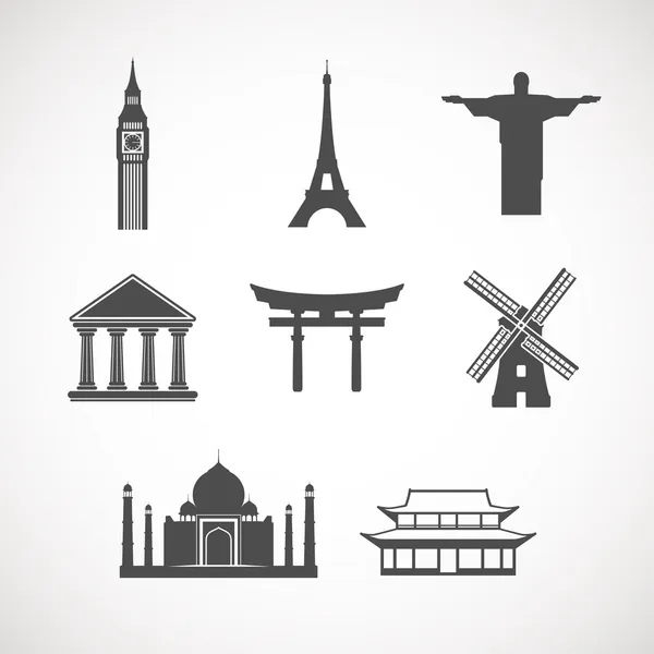 Conjunto de iconos emblemáticos del mundo — Archivo Imágenes Vectoriales