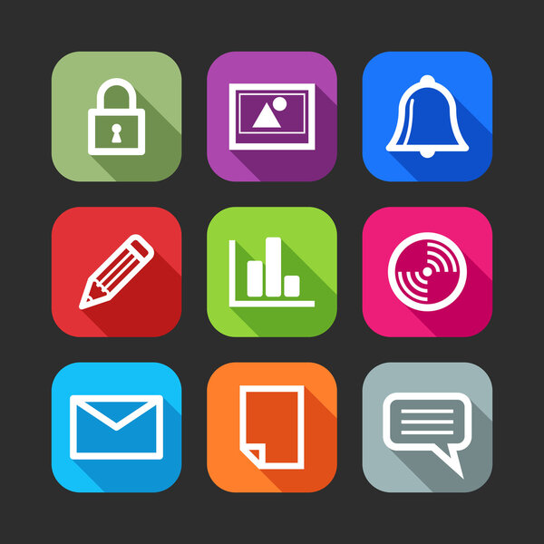 Iconos planos para aplicaciones web y móviles — Vector de stock