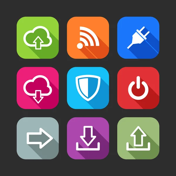 Platta ikoner för webb-och mobilapplikationer — Stock vektor
