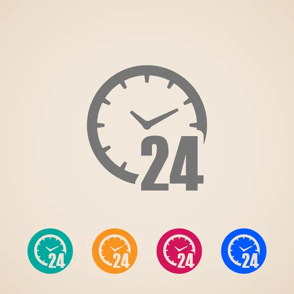 Aperto 24 ore al giorno icone — Vettoriale Stock
