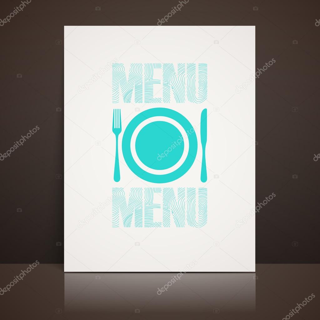 Restaurant menu design with plate, fork and knife