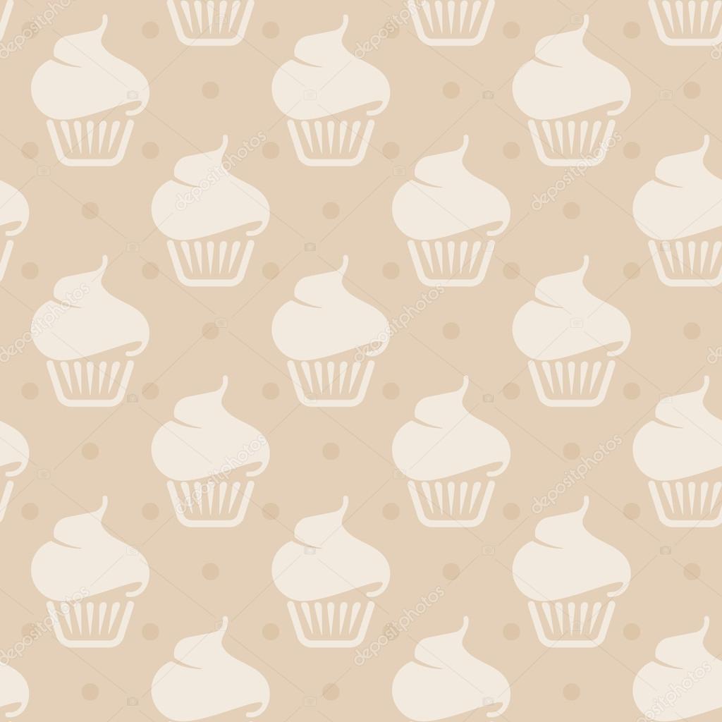 Seamless background with cupcakes