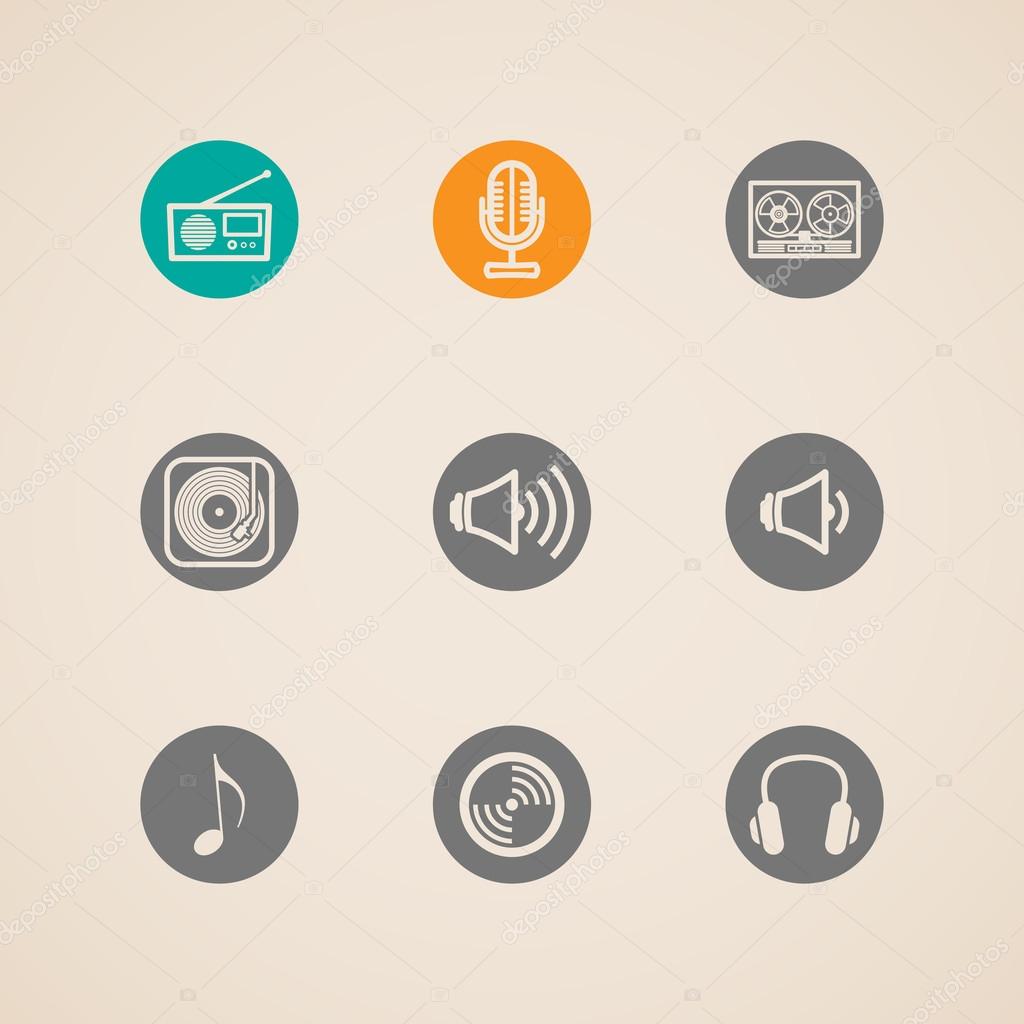 Set of flat vector musical icons