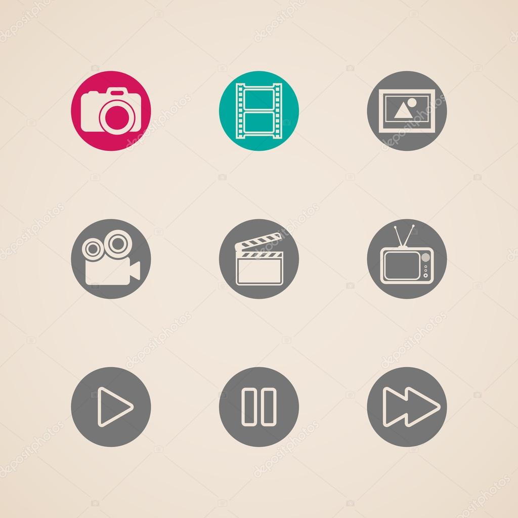 Flat icons for web and mobile applications with creative industry items