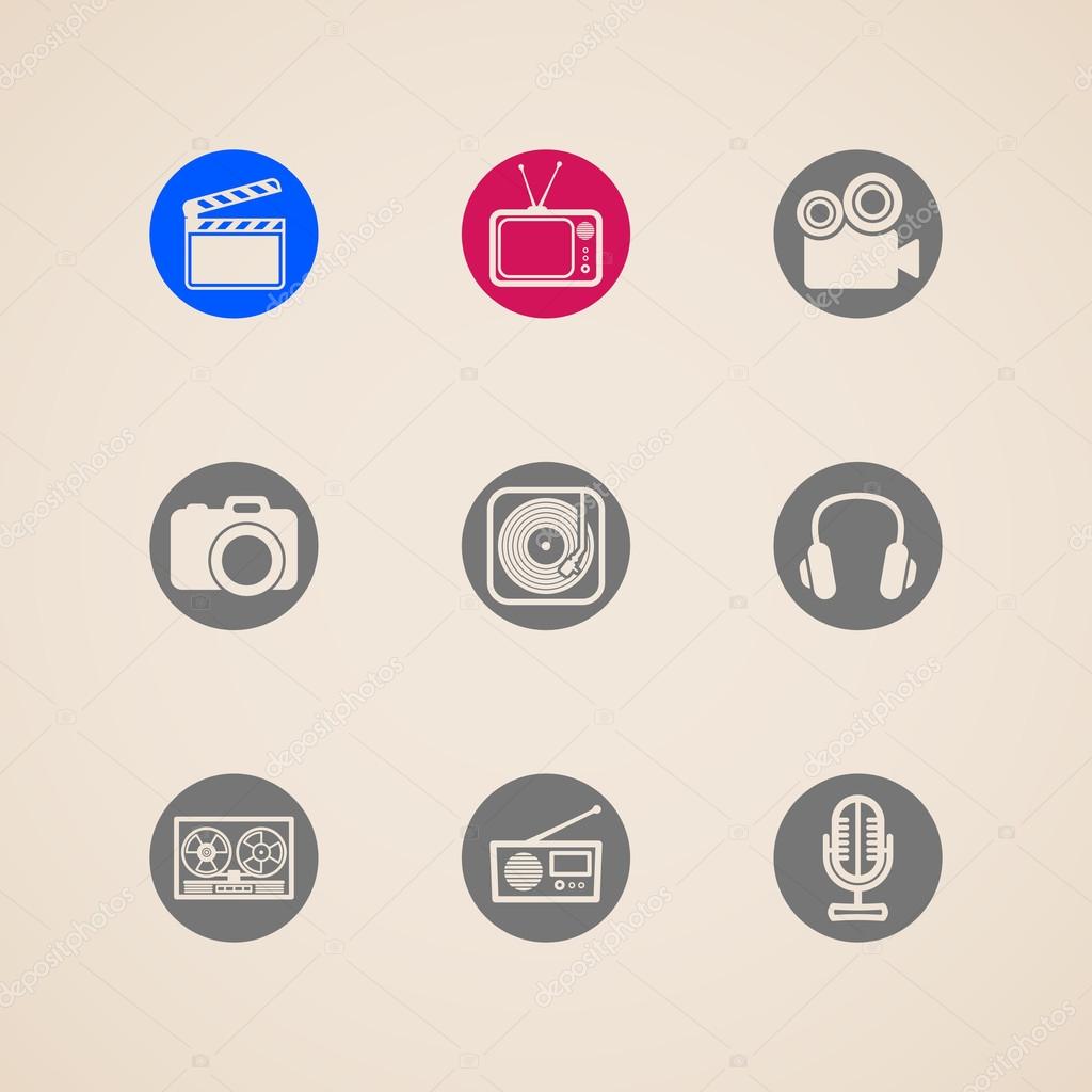 Flat icons for web and mobile applications with creative industry items