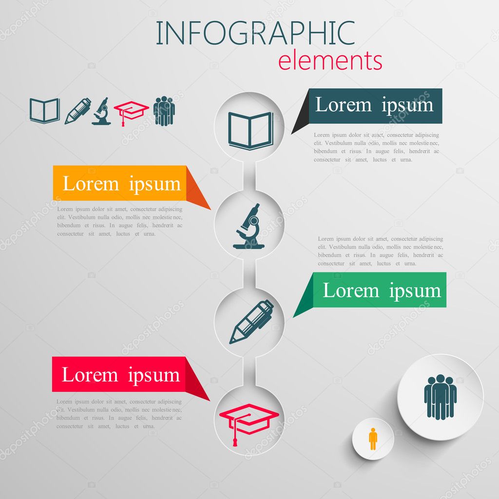 Infographic elements with education signs