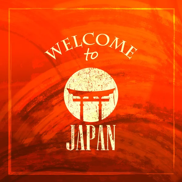 Ilustración con el icono de la puerta japonesa. Bienvenido a Japón — Vector de stock