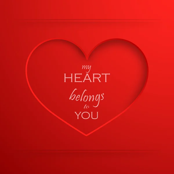 Mon cœur t'appartient. Fond de vacances abstrait avec un cœur de papier. Concept de Saint-Valentin — Image vectorielle