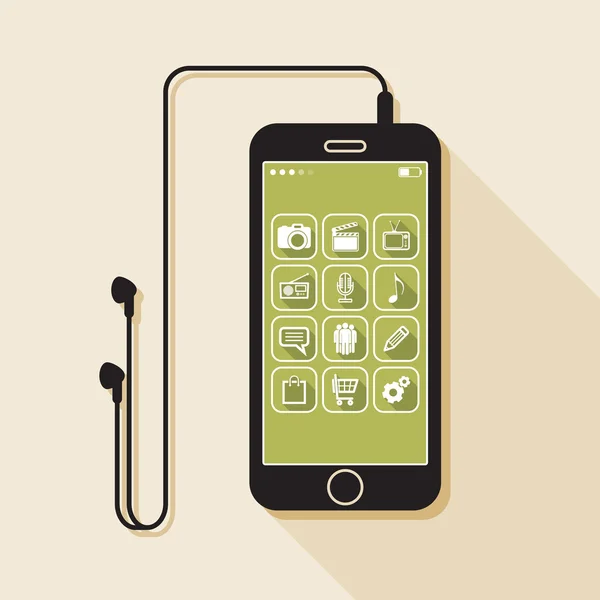 Illustrazione con un telefono cellulare . — Vettoriale Stock