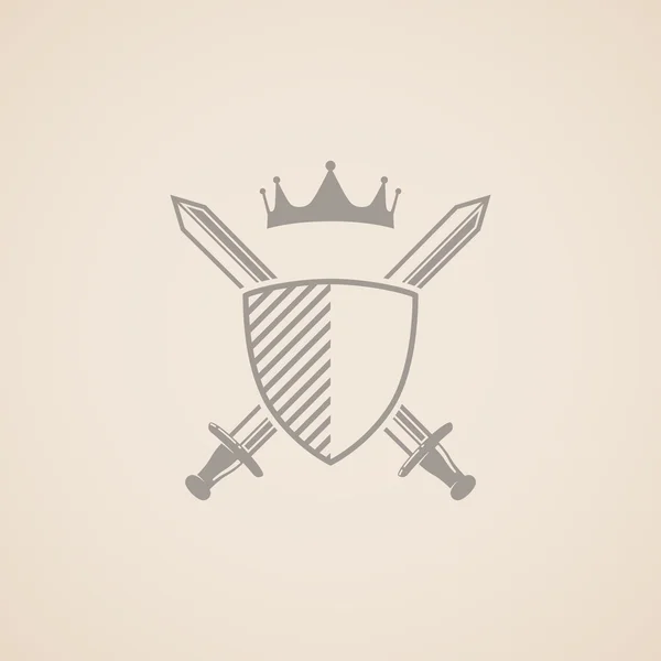 방패, 칼 및 크라운 그림.