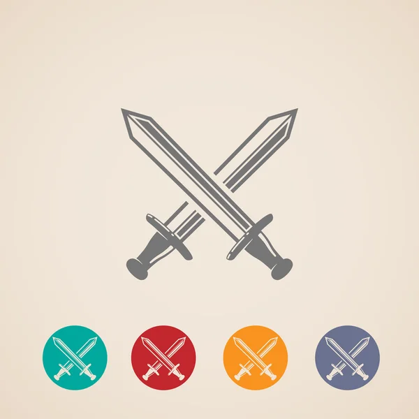 Conjunto de iconos de espadas cruzadas . — Vector de stock