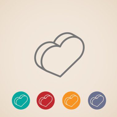 İzometrik vektör simgesi kalp işareti ile