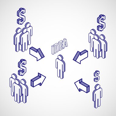 Infographic crowdfunding concept with isometric icons. clipart