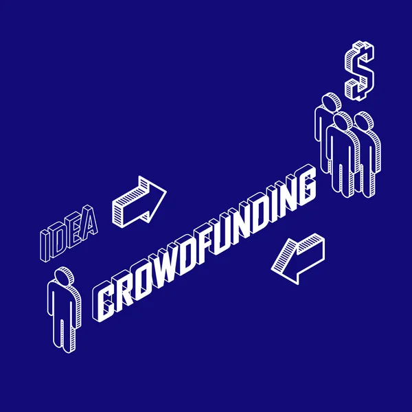 Infographic crowdfunding έννοια με ισομετρική εικονίδια. — Διανυσματικό Αρχείο