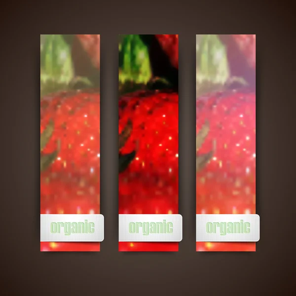 Banners com morangos — Vetor de Stock