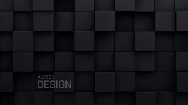 Des cubes noirs. Fond de mosaïque aléatoire. — Image vectorielle