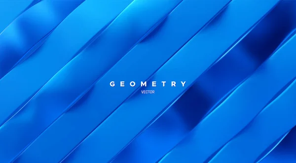 Blauwe golvende linten. Geometrische minimalistische achtergrond — Stockvector