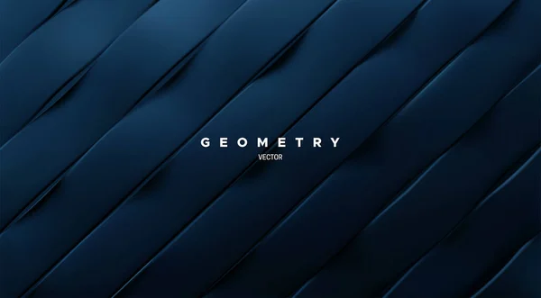 Rubans ondulés bleu marine. Fond minimaliste géométrique. — Image vectorielle