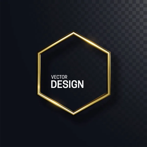 Abstract Golden Hexagonal Shape Vector Illustration Shiny Elegant Hex Isolated — Vetor de Stock