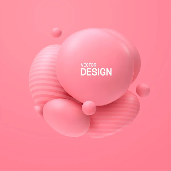 Abstract Composition Spheres Cluster Colorful Glossy Bubbles Vector Realistic Illustration — стоковый вектор