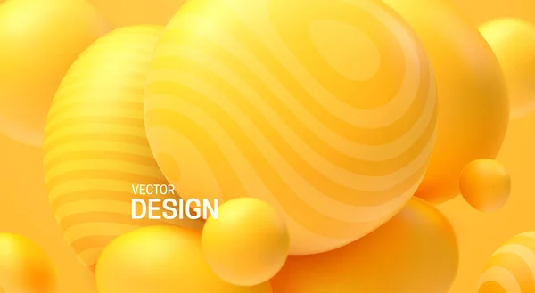 Abstract Background Dynamic Spheres Plastic Yellow Bubbles Vector Illustration Glossy — Vector de stock