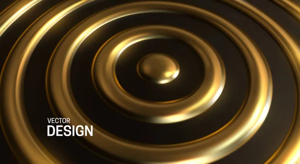 Streszczenie Geometrycznego Tła Złotymi Koncentrycznymi Pierścieniami Ilustracja Wektora Element Dekoracyjny — Wektor stockowy