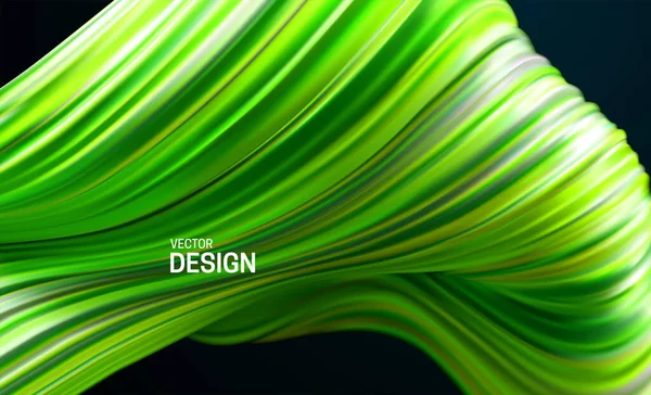 Зелена Смугаста Хвиляста Форма Рідка Речовина Тече Векторна Ілюстрація Абстрактний — стоковий вектор