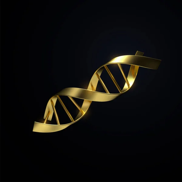 Golden Dna Strand Vector Scientific Illustration Biotechnology Bio Engineering Concept — Stockvektor