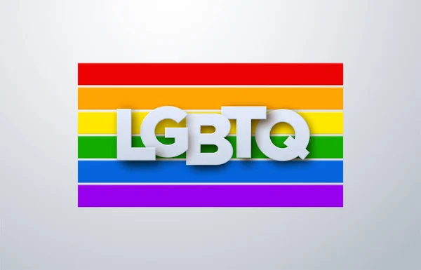 LGBTQ χάρτινο σήμα σε φόντο σημαία ουράνιο τόξο — Διανυσματικό Αρχείο