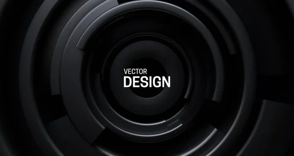 Abstract background with concentric black shapes. — Stockvektor