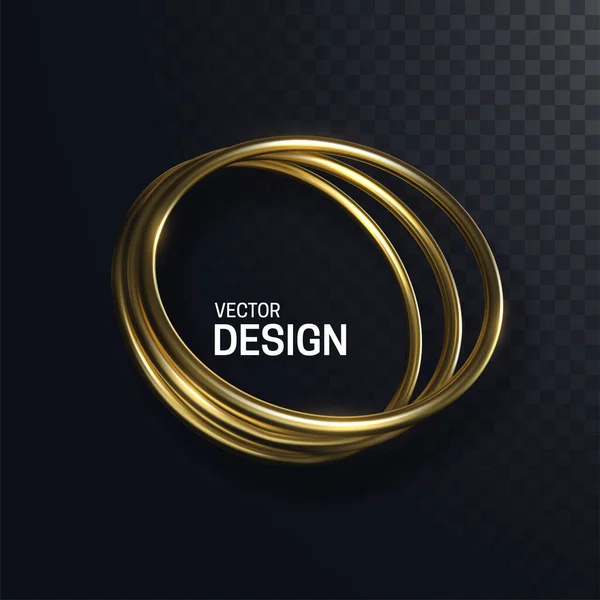 Abstract Golden Circle Shapes Vector Illustration Shiny Elegant Rings Isolated — Wektor stockowy