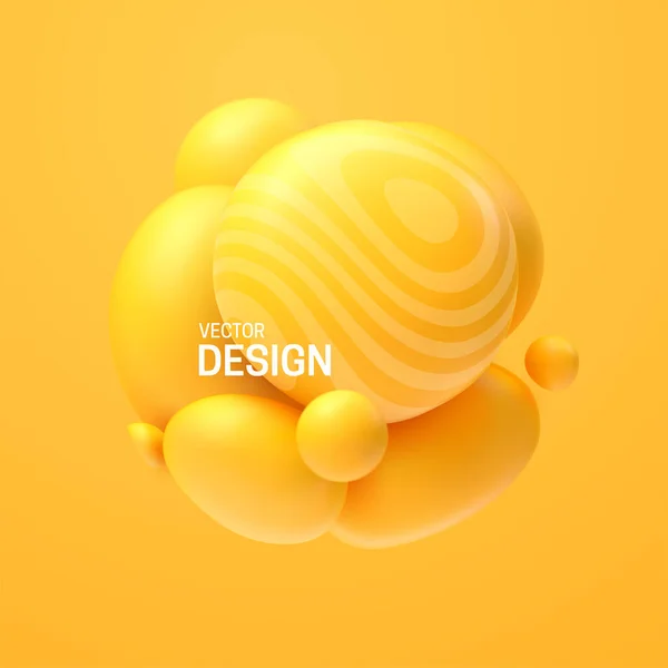 Abstract Composition Spheres Cluster Colorful Glossy Bubbles Vector Realistic Illustration — стоковый вектор