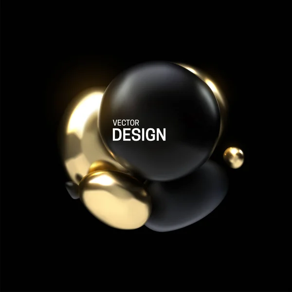 3次元球状クラスターを持つ抽象組成 カラフルな光沢のある泡 黄色の柔らかいボールのベクトル現実的なイラスト 流行のバナーやポスターデザイン 未来的背景 — ストックベクタ