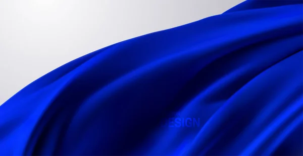Tecido de seda azul. Ilustração vetorial 3d — Vetor de Stock